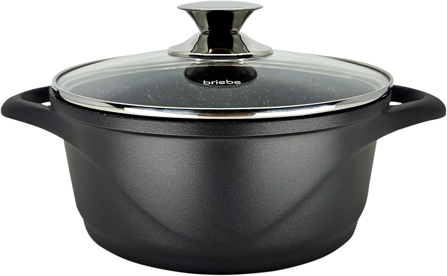 Briebe Batería Cocina Inducción 8 Piezas, Juego 4 Ollas Aluminio Fundido, Antiadherente ILAG GRANITEC Sin PFOA, Set Cazuelas Tapas Cristal, Guantes Silicona, Vitrocerámica, Gas, Horno, MGK-17