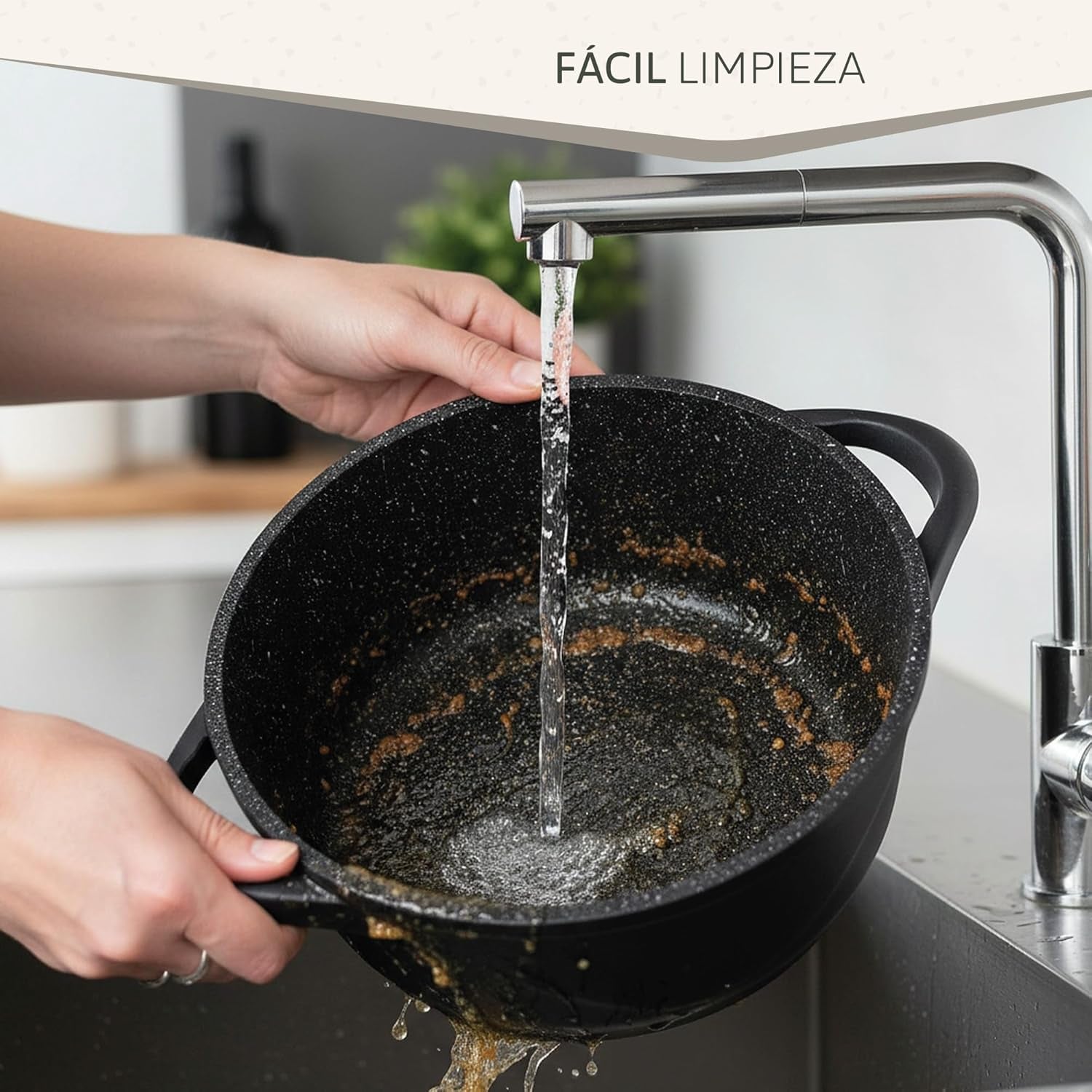 Briebe Batería Cocina Inducción 8 Piezas, Juego 4 Ollas Aluminio Fundido, Antiadherente ILAG GRANITEC Sin PFOA, Set Cazuelas Tapas Cristal, Guantes Silicona, Vitrocerámica, Gas, Horno, MGK-17