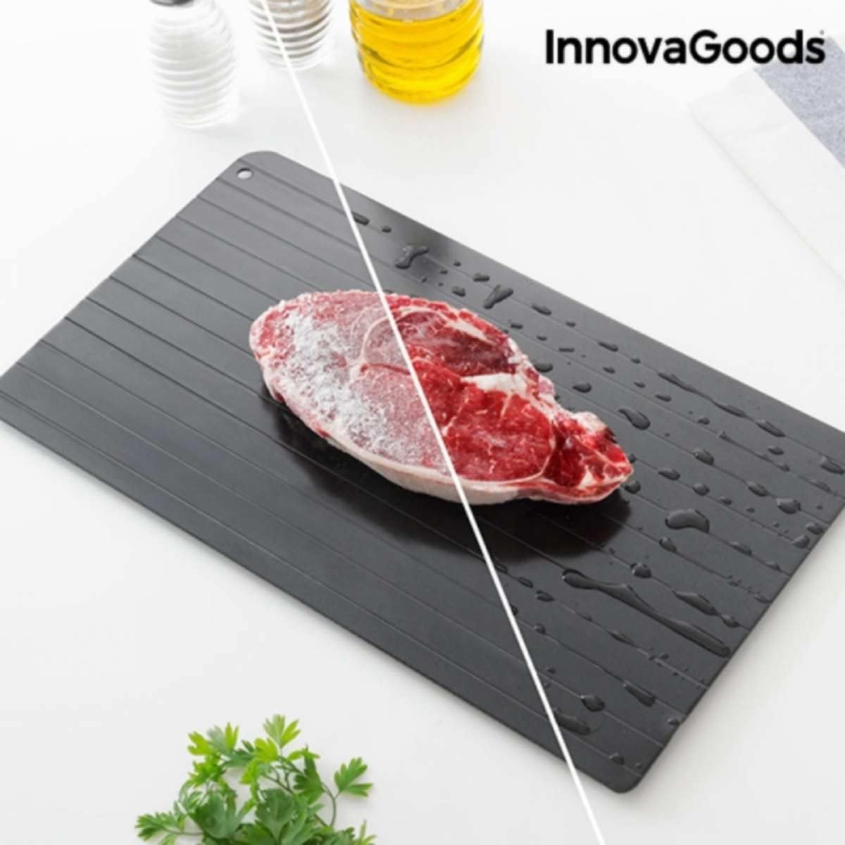 Innovagoods® Tabla De Descongelar, Bandeja De Descongelación Rápida, Plancha, Alimentos. Color Negro.