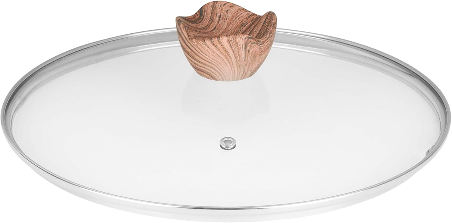 716948 - Sartén Con 2 Compartimentos (Diámetro 28 X 7,5 Cm, Aluminio Fundido, Revestimiento Antiadherente Sin PFOA, Efecto Piedra, Olla Shabu Con Tapa De Cristal, Incluye Inducción