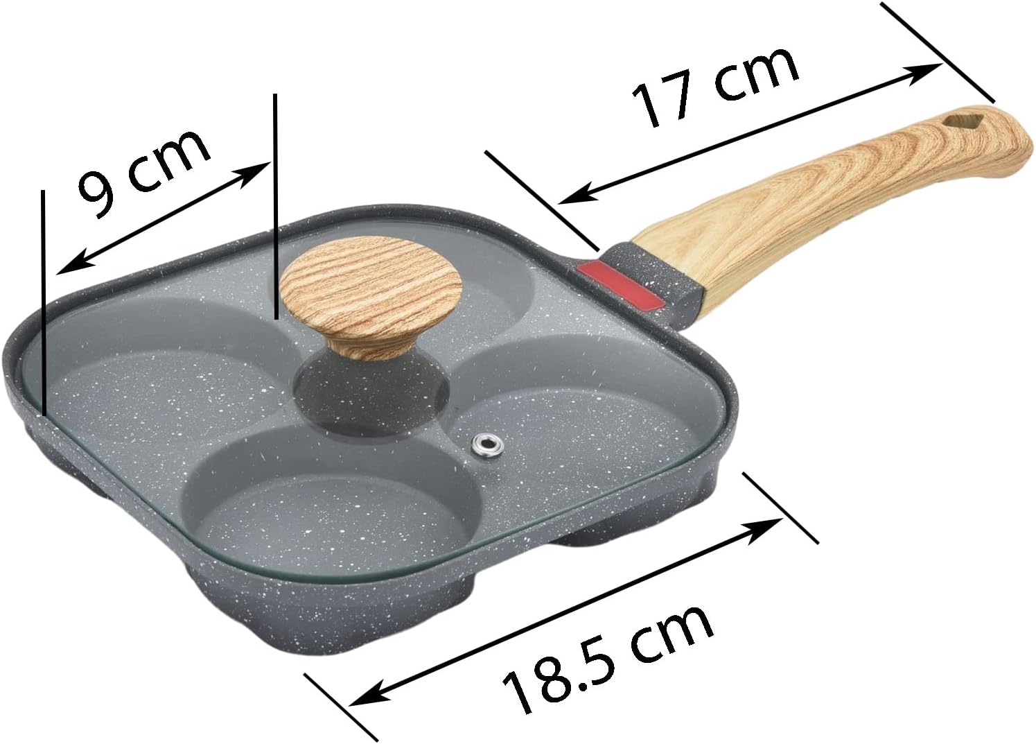 Sarten Huevo Frito Y Tortitas Con Tapa Y 4 Tazas Antiadherente Con Tapa Sarten Para Tortilla De Aluminio Olla Para Desayuno Dividida, Para Estufa De Gas Y Utensilios De Cocina De Inducción
