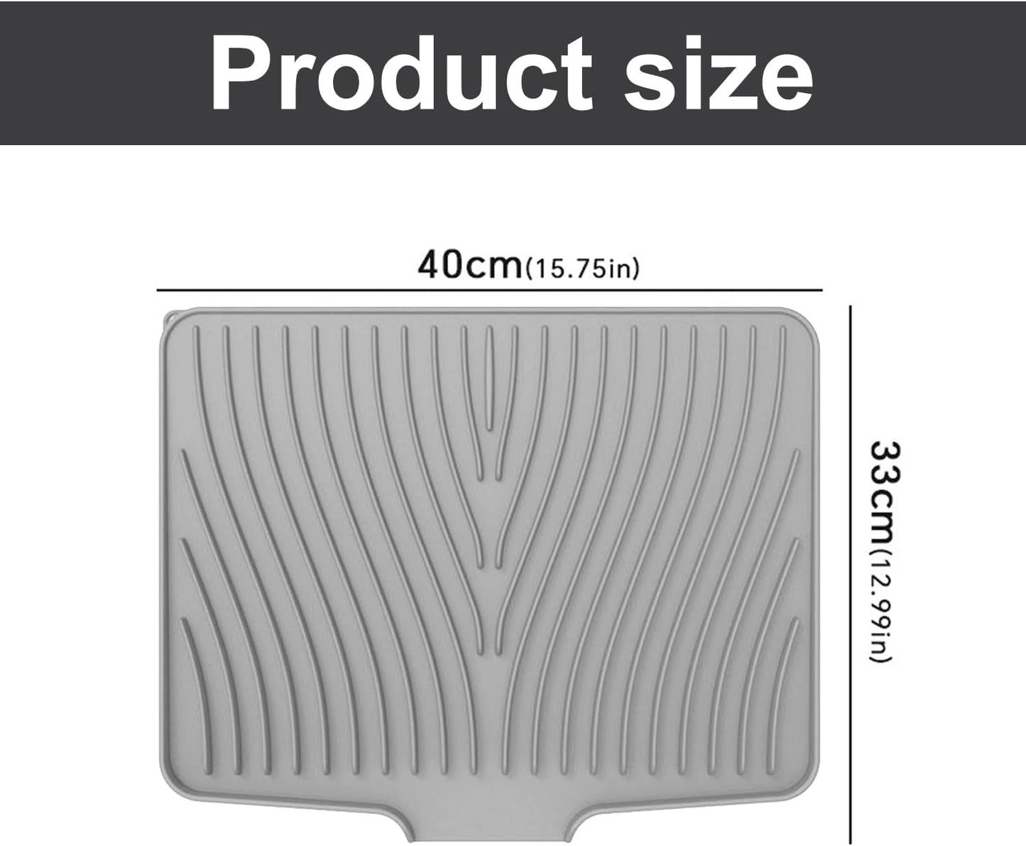 Alfombrilla Escurreplatos Silicona, Escurridor Fregadero Alfombrillas Antideslizante Cocina Bandeja Resistencia a Altas Temperaturas Dish Drying Rack Para Platos, 40 X 33 X 1.5 Cm Gris