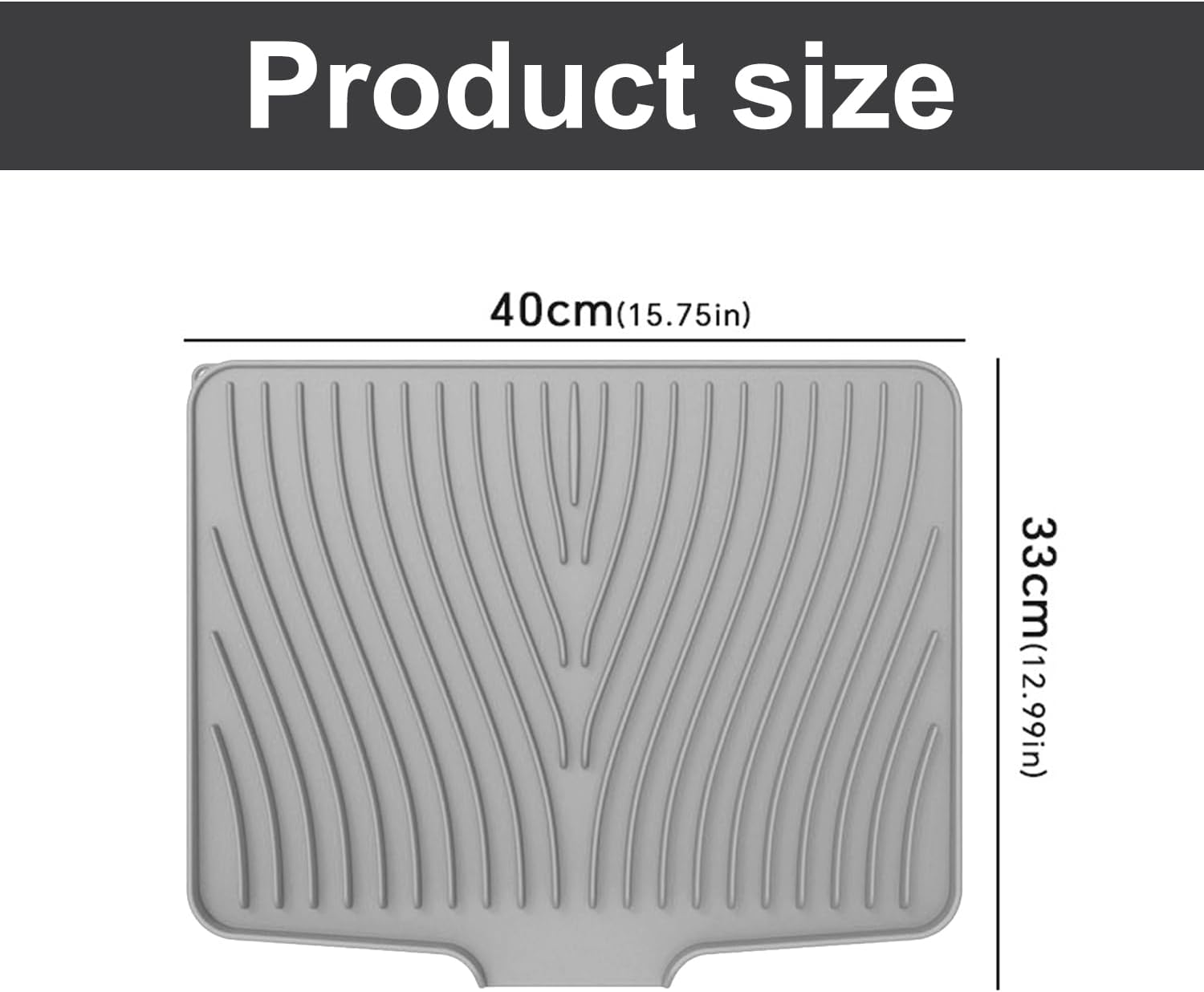 Alfombrilla Escurreplatos Silicona, Escurridor Fregadero Alfombrillas Antideslizante Cocina Bandeja Resistencia a Altas Temperaturas Dish Drying Rack Para Platos, 40 X 33 X 1.5 Cm Gris
