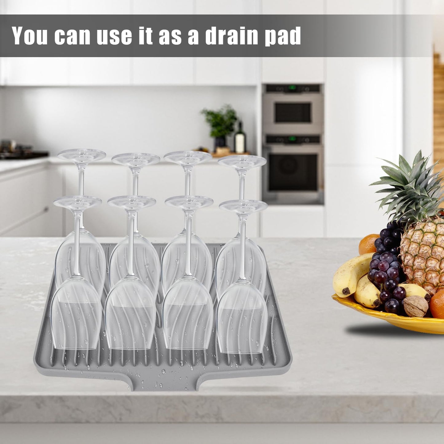 Alfombrilla Escurreplatos Silicona, Escurridor Fregadero Alfombrillas Antideslizante Cocina Bandeja Resistencia a Altas Temperaturas Dish Drying Rack Para Platos, 40 X 33 X 1.5 Cm Gris