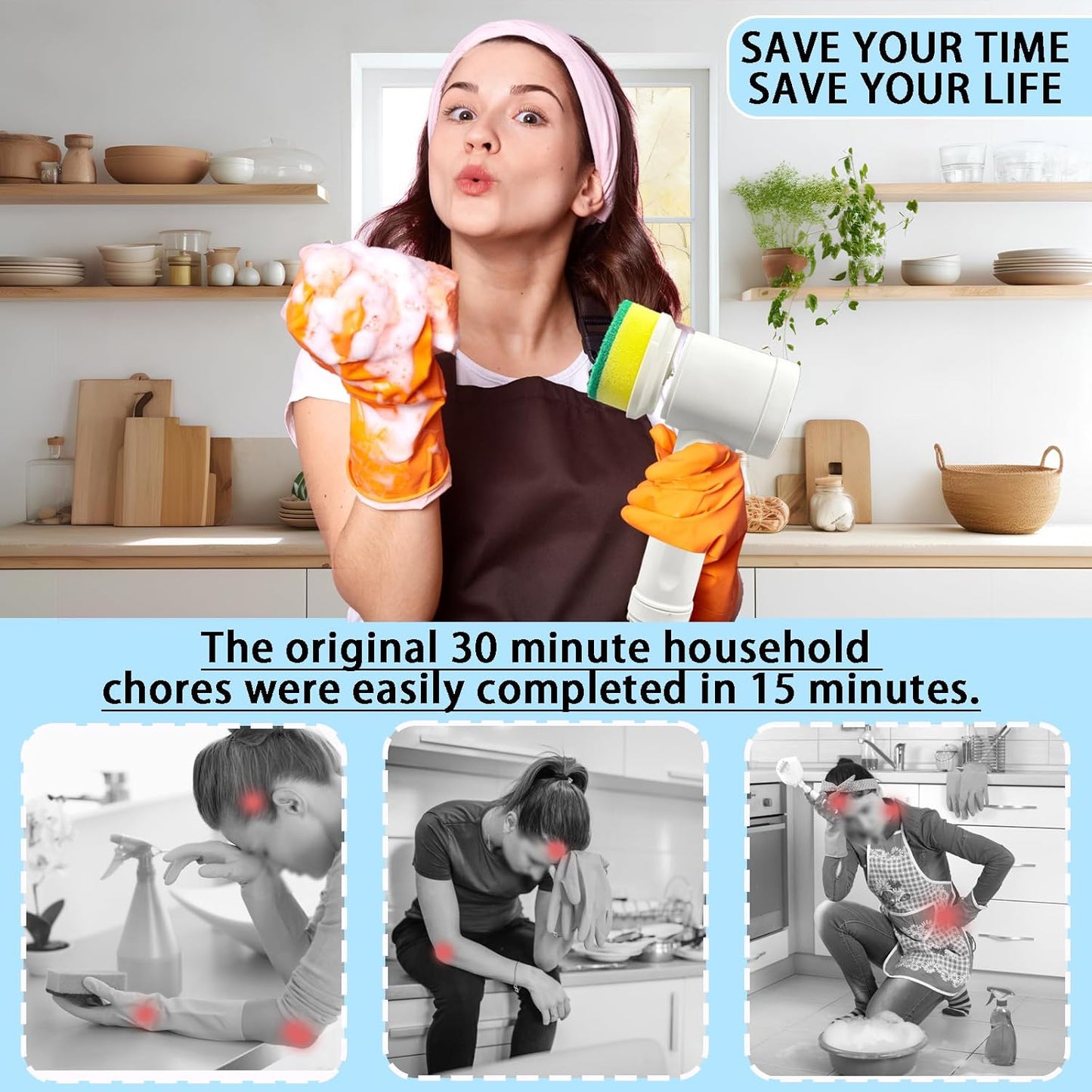 Cepillo De Limpieza Eléctrico, Fregador Giratorio Eléctrico Con 5 Cabezales De Cepillo, Kit De Limpieza Automático Para Bañera De Baño, Cocina, Azulejo, Ventana, Bañera, Plato, Fregadero