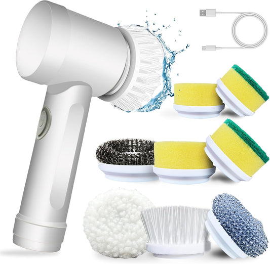 Cepillo De Limpieza Eléctrico, Fregador Giratorio Eléctrico Con 5 Cabezales De Cepillo, Kit De Limpieza Automático Para Bañera De Baño, Cocina, Azulejo, Ventana, Bañera, Plato, Fregadero