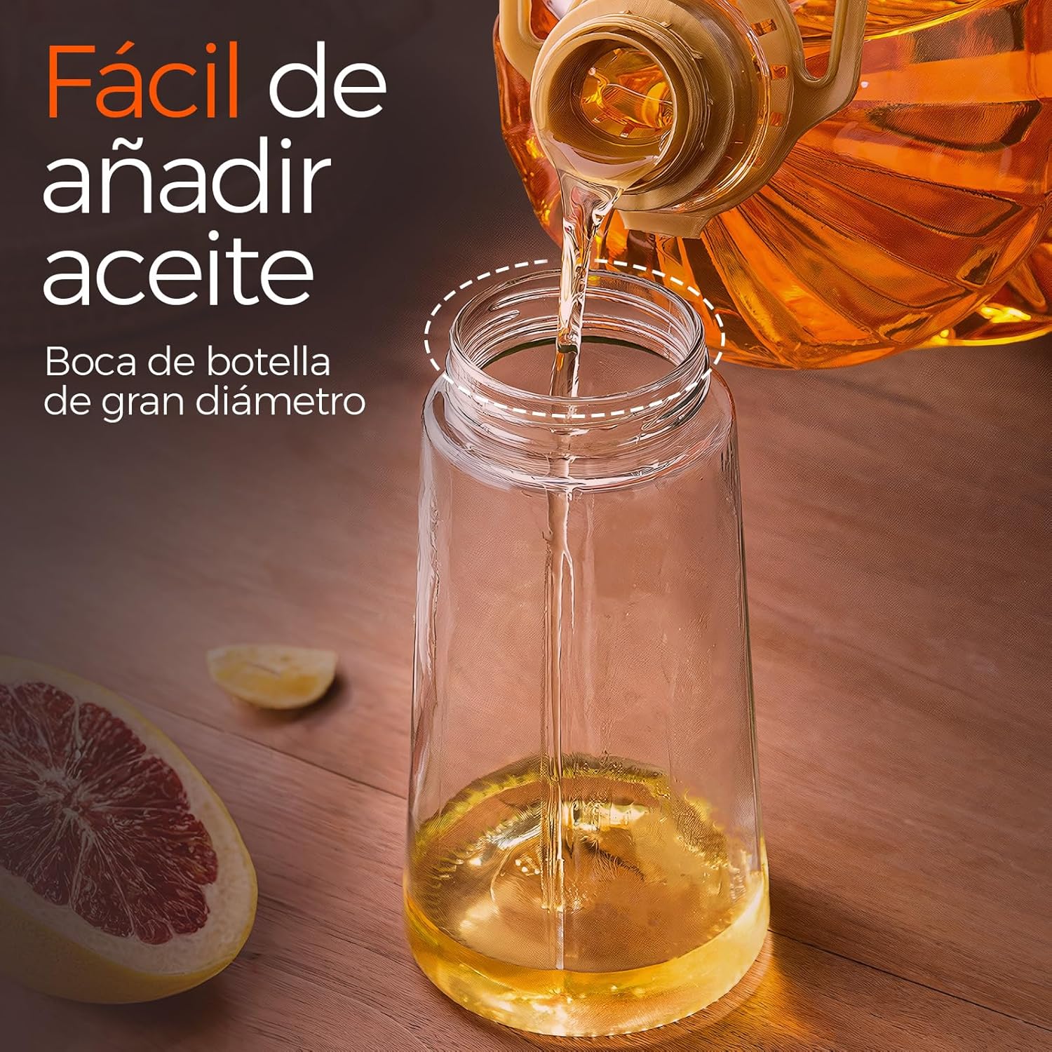 YARRAMATE Pulverizador De Aceite Para Cocinar, Botella Dispensadora De Aceite De Oliva 2 En 1 Para Cocina, Botella De Aceite De Vidrio De 17 Oz/470 Ml Para Freidora De Aire, Barbacoa (Negra)