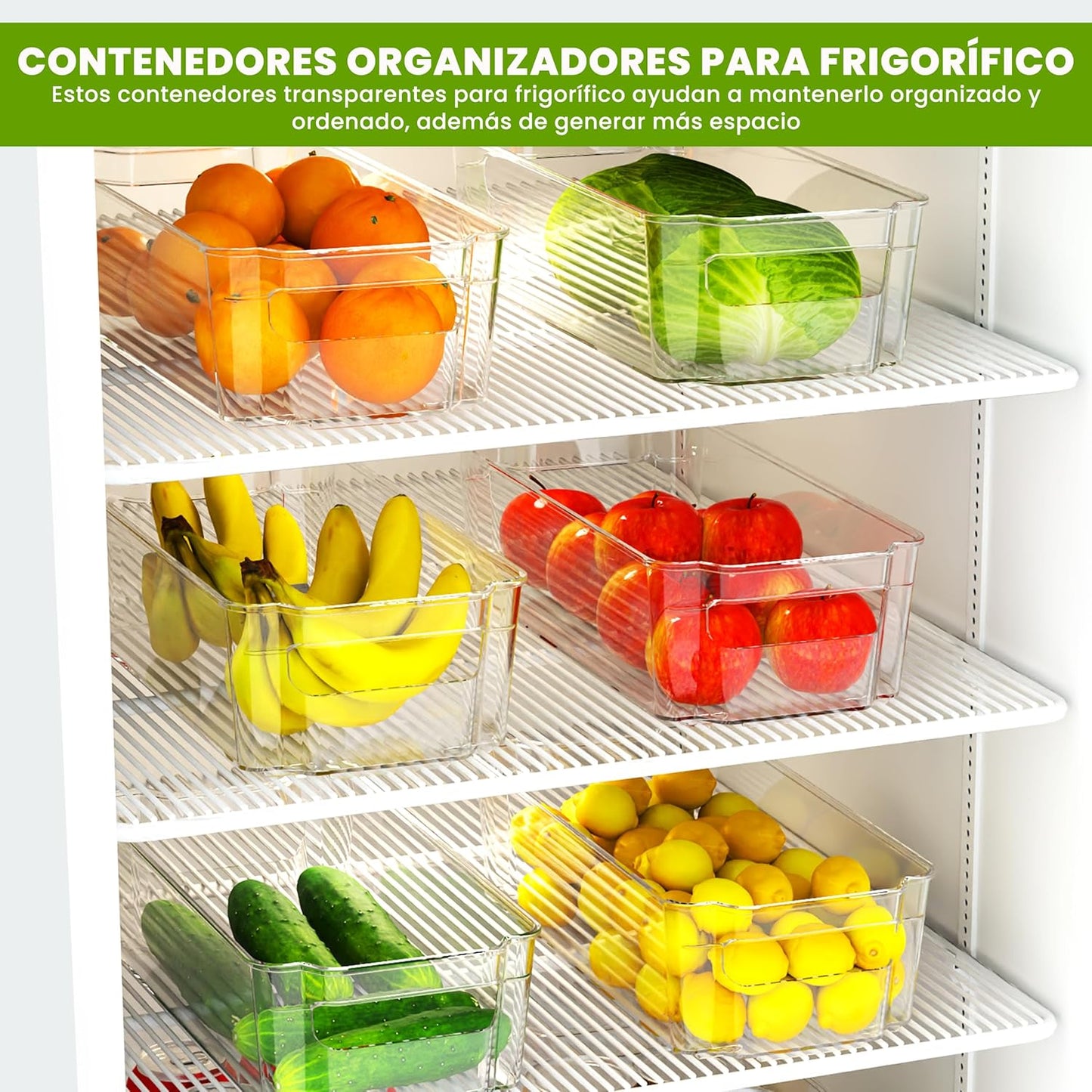 KICHLY Set of 8 Pantry Organizers - Storage Compartments for Kitchen, Pantry, Cabinets, Countertops, and Refrigerator - BPA-Free (Transparent)