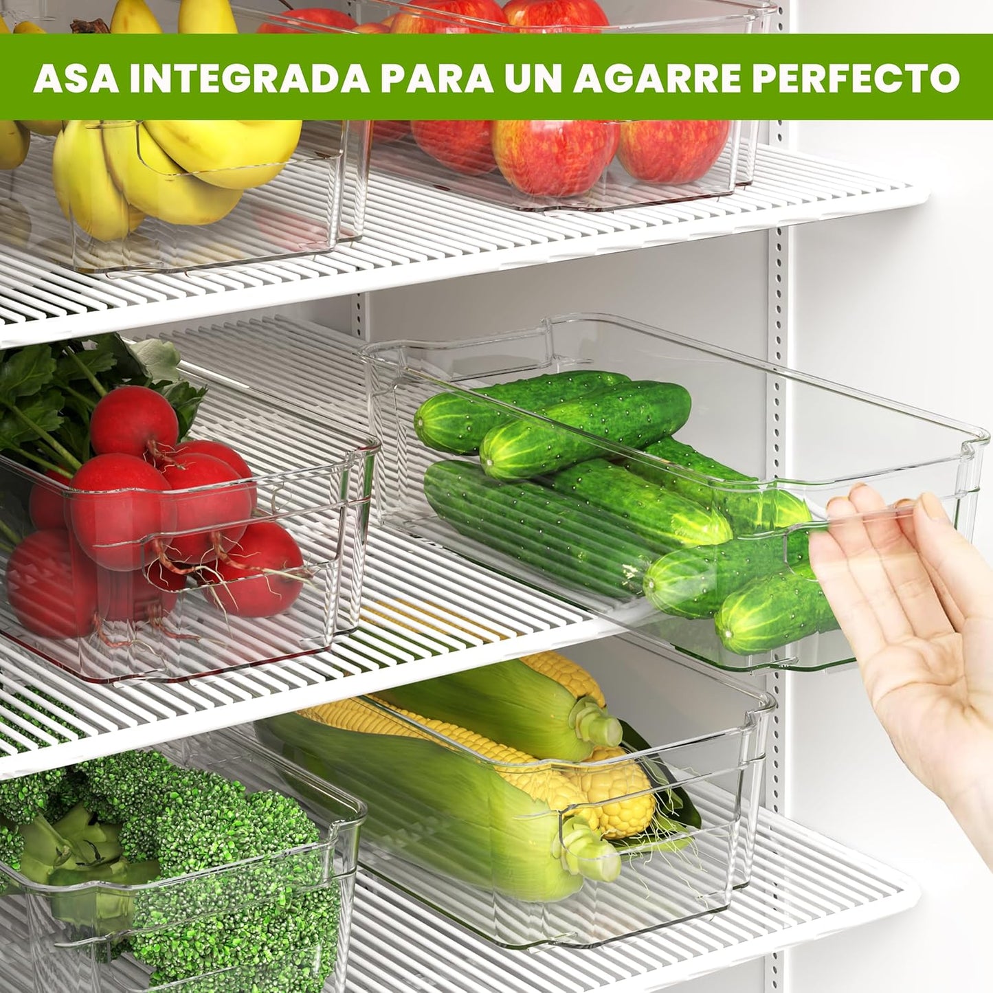 KICHLY Set of 8 Pantry Organizers - Storage Compartments for Kitchen, Pantry, Cabinets, Countertops, and Refrigerator - BPA-Free (Transparent)